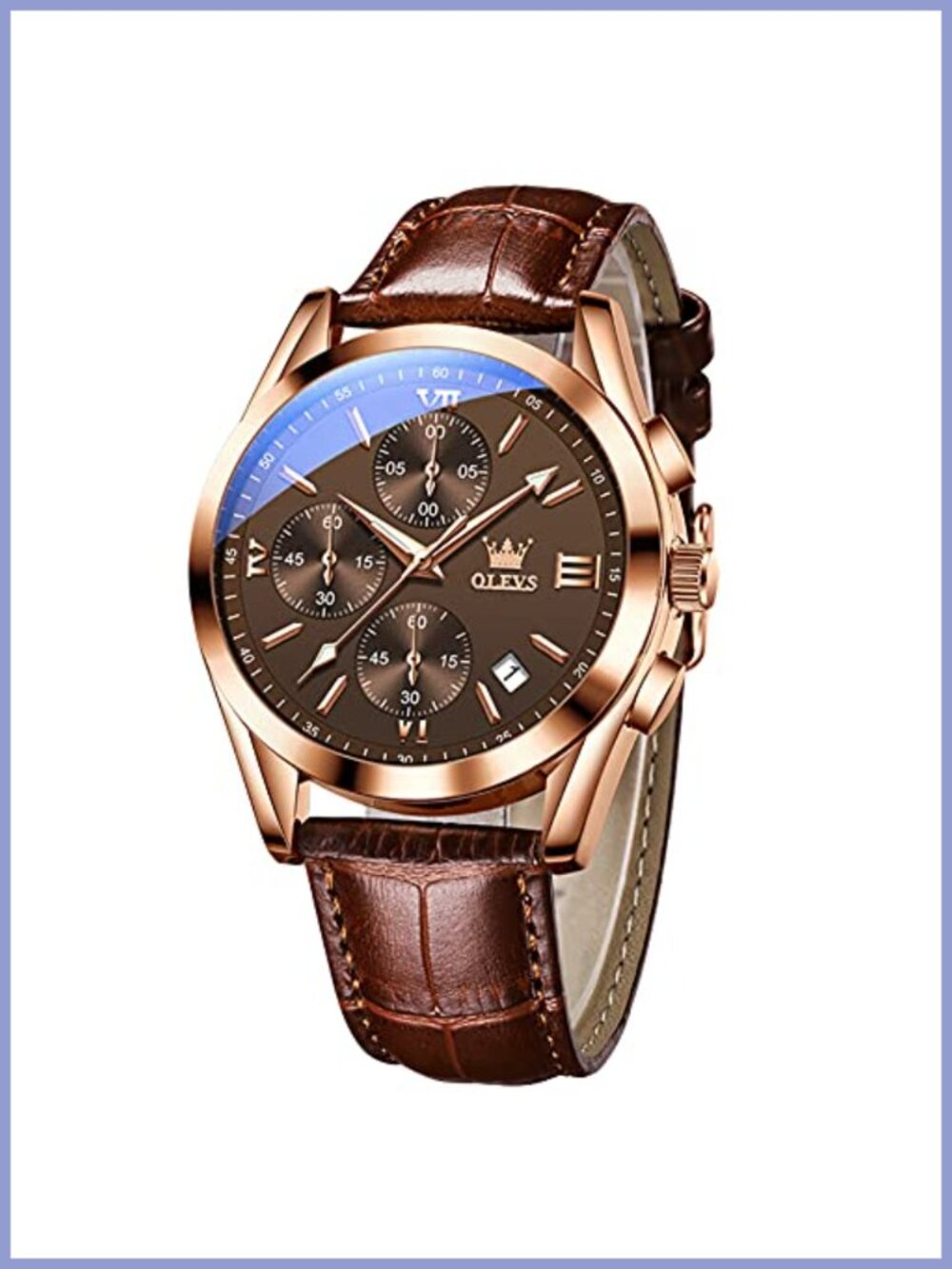 Men's Chronograph Quartz Watch Leather Strap
